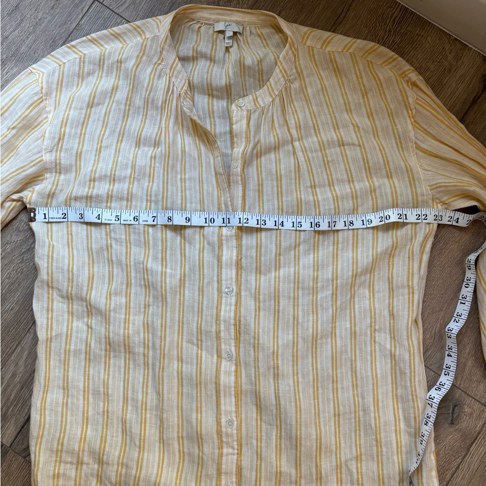 Women's Yellow Stripe Button-Front Linen Dress - Picture 10 of 15
